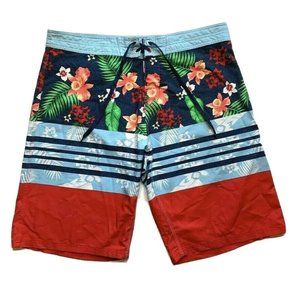 Burnside Board Shorts Swim Trunks Mens 36 Hawaiian Tropical‎ Beach Colorful